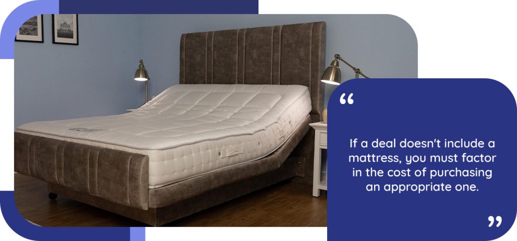 If a deal doesn't include a mattress, you must factor in the cost of purchasing an appropriate one.