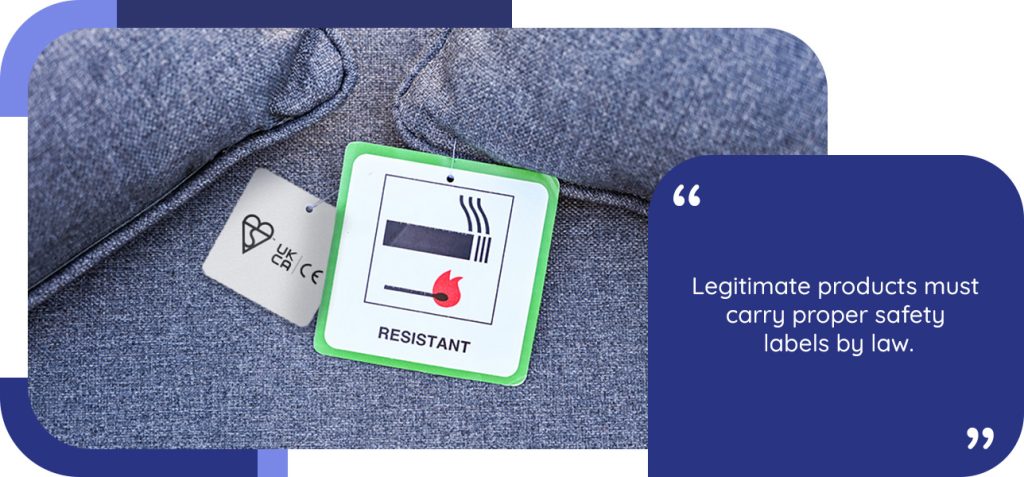 Legitimate products must carry proper safety labels by law