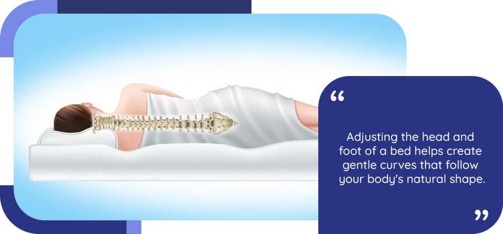 Adjusting the head and foot of a bed helps create gentle curves that follow your body's natural shape