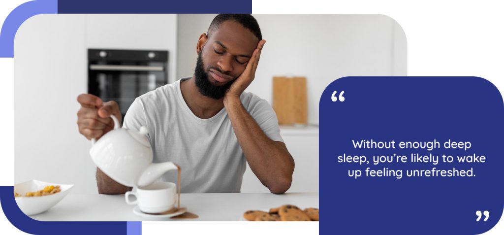 Without enough deep sleep, you’re likely to wake up feeling unrefreshed